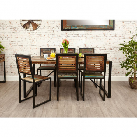 Urban Chic Reclaimed Large Dining Table With 6 Chairs Set